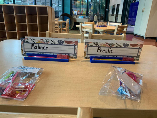 Classroom Desk Name Tag Holders - Stores Name Tag/Plate & Pencils - 8.5" Wide - Accessories