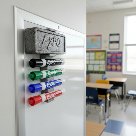 Magnetic Dry Erase Marker Holder - Securely Holds 4 Markers and Eraser, Perfect for Whiteboards, Fridges, and More