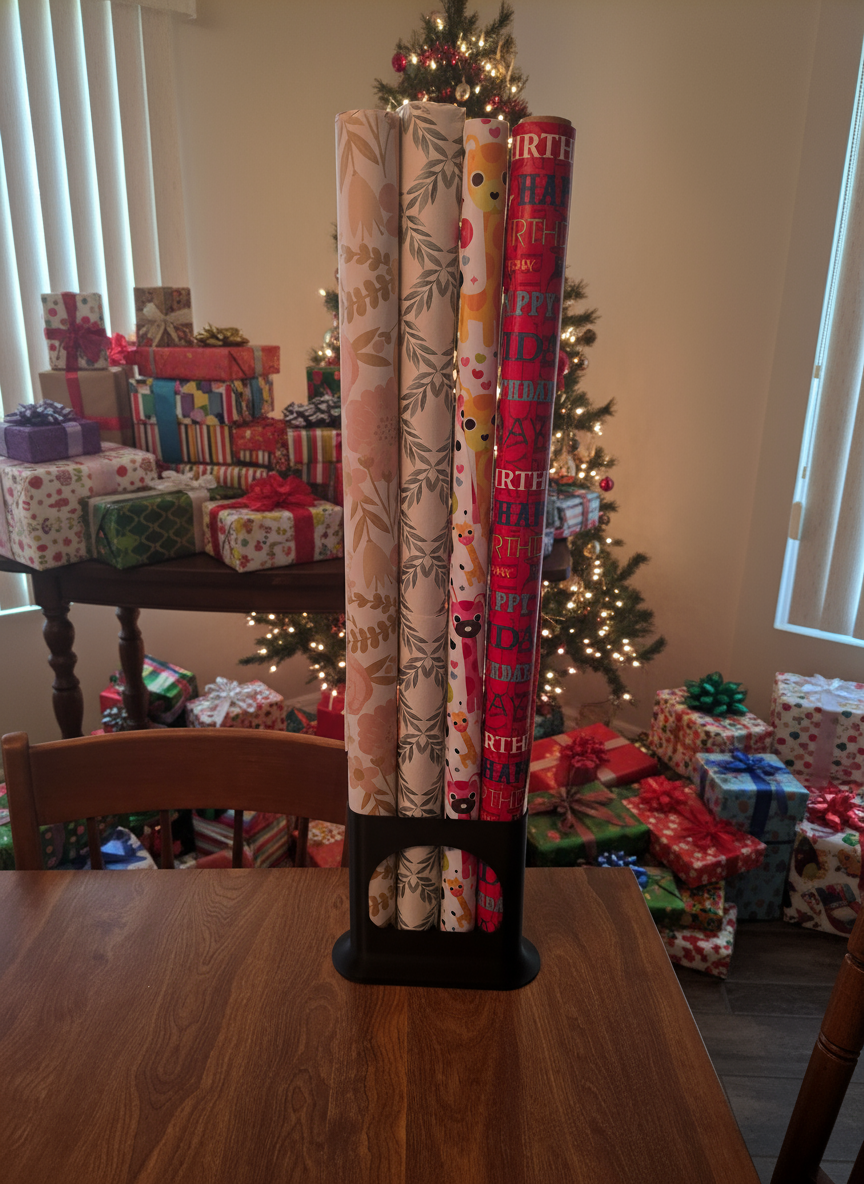 Gift Wrapping Paper Holder Rack – Gift Wrap Storage Organizer for 4, 8, 12, or 16 Rolls | Wrapping Paper Storage Stand for Holiday, Birthday & Craft Room Organization