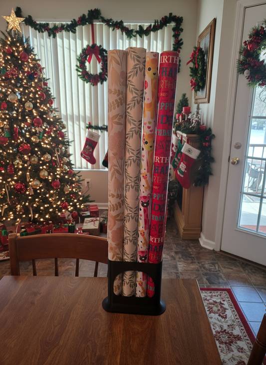 Gift Wrapping Paper Holder Rack – Gift Wrap Storage Organizer for 4, 8, 12, or 16 Rolls | Wrapping Paper Storage Stand for Holiday, Birthday & Craft Room Organization