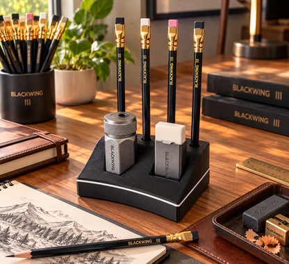 Blackwing Pencil Organizer & Desk Stand – Holder for 4 Pencils, Sharpener & Eraser