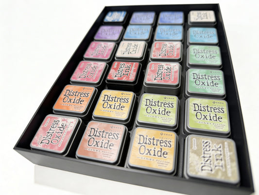 Distress Oxide Mini Ink Pad Holder – 24 Slot Storage Tray for Tim Holtz Mini Ink Pads