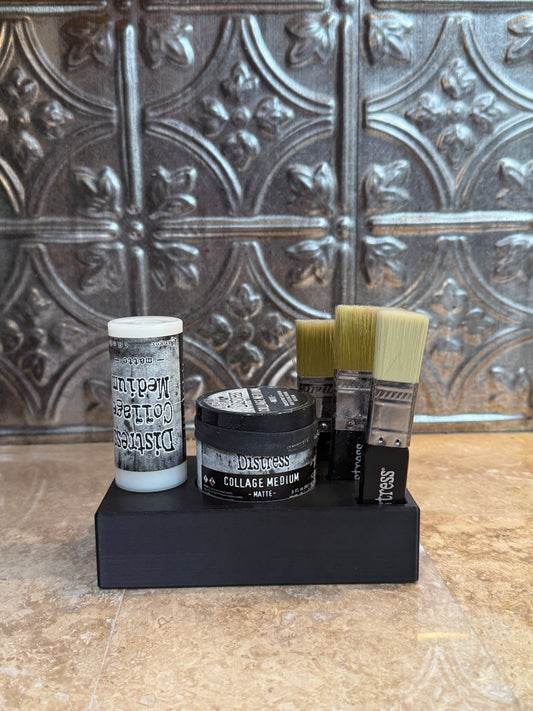 Mixed Media Adhesive Stand for Tim Holtz Distress Collage Medium, Glue & Brushes