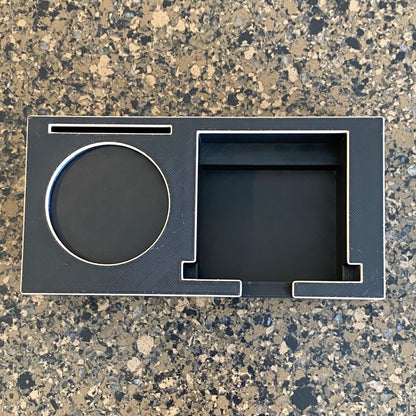 Mini espresso accessories holder overhead view showing 2-tool slot layout