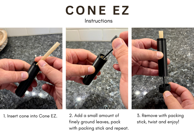 Cone Easy - Efficient 1 1/4 Cone Loader, Easy to pack, Single 1 1/4 Cone Loader, Compact easy to store, Comes with push stick