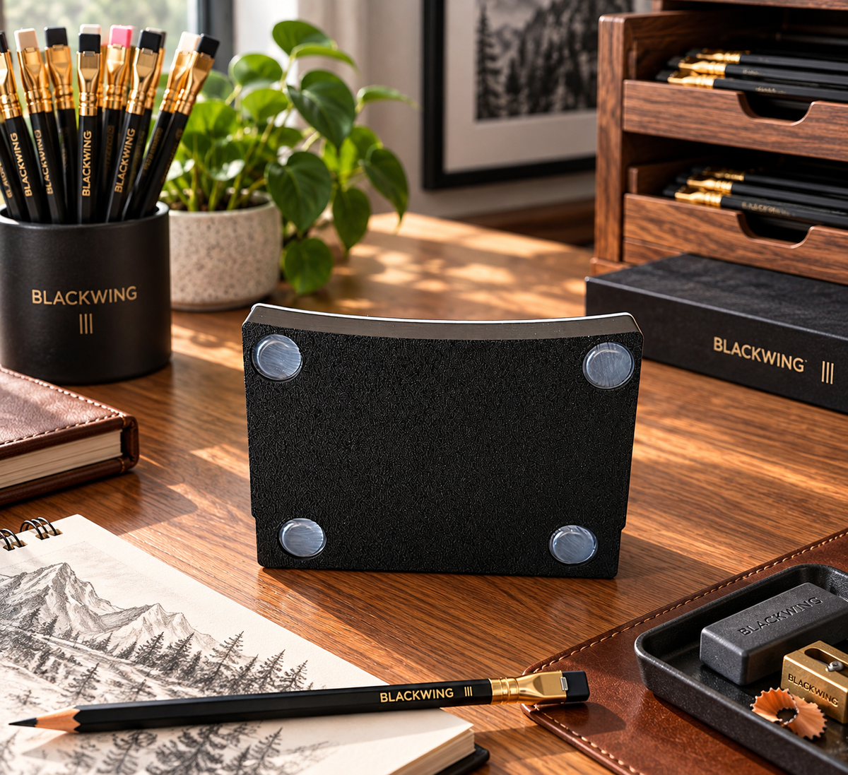 Blackwing Pencil Organizer & Desk Stand – Holder for 4 Pencils, Sharpener & Eraser