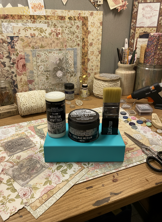 Mixed Media Adhesive Stand for Tim Holtz Distress Collage Medium, Glue & Brushes