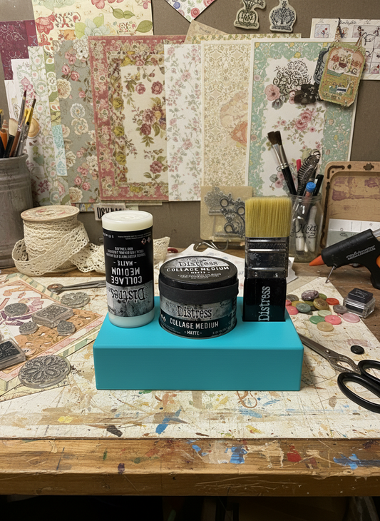 Mixed Media Adhesive Stand for Tim Holtz Distress Collage Medium, Glue & Brushes
