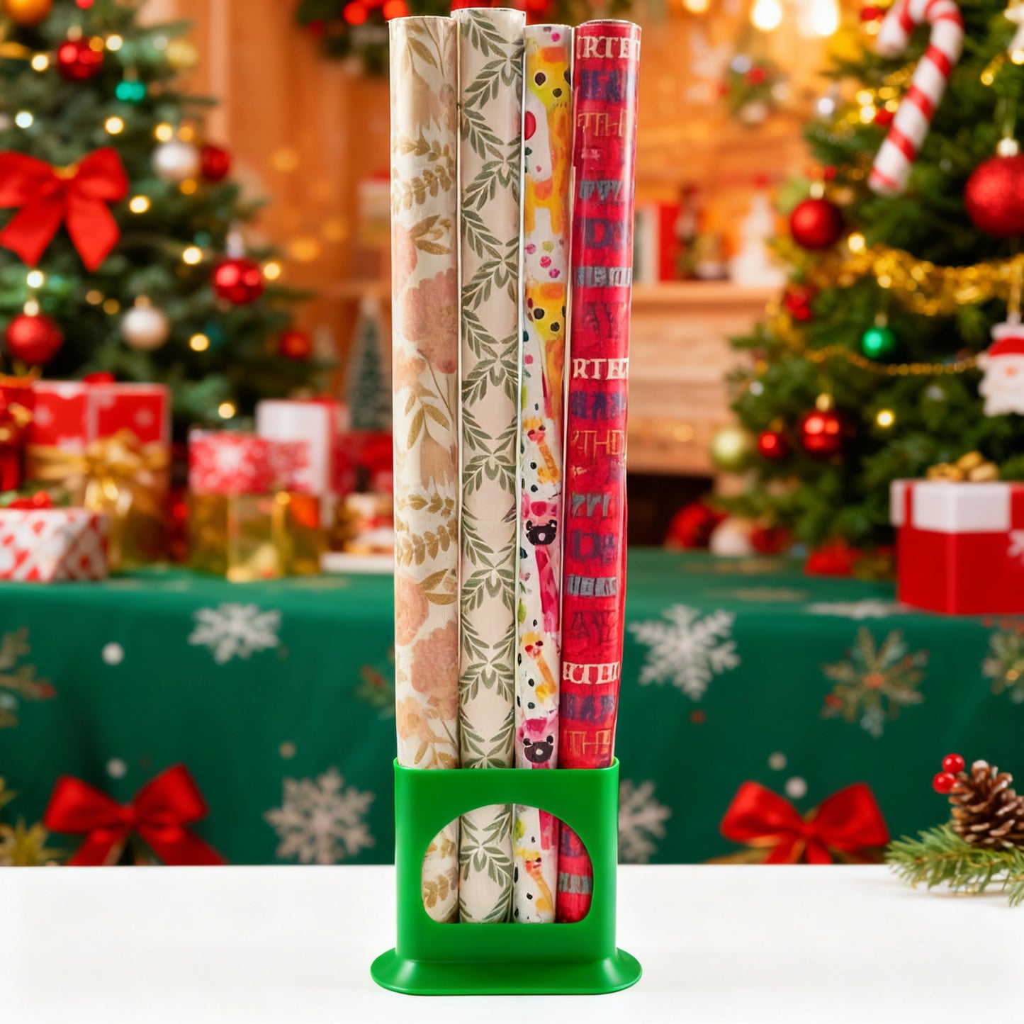 Gift Wrapping Paper Holder Rack – Gift Wrap Storage Organizer for 4, 8, 12, or 16 Rolls | Wrapping Paper Storage Stand for Holiday, Birthday & Craft Room Organization